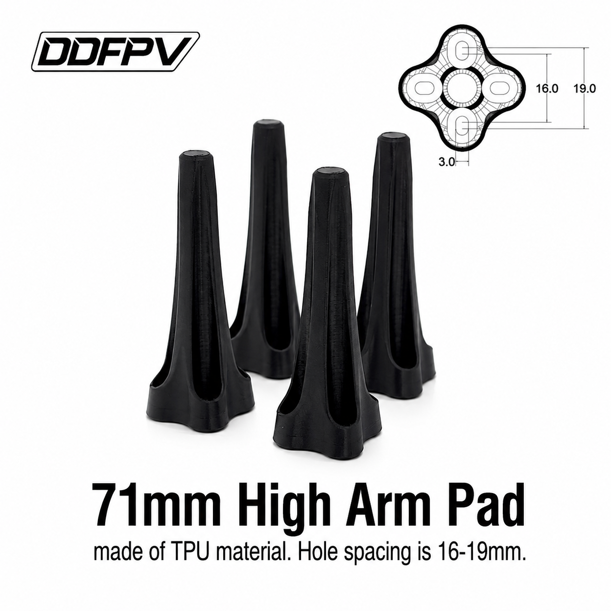 Drone Landing Pad - 1セットFPV 3DプリントTPUユニバーサルランディングギアアームフットパッド71mmアームガード16x16mm 19x19mm 長距離シネマティックFPVドローン用
