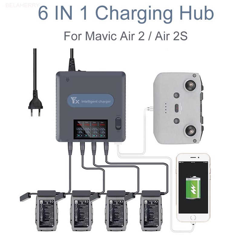 Drone Charging Hub - 6で1デジタルディスプレイ · バッテリ · チャージャdji mavic空気2
