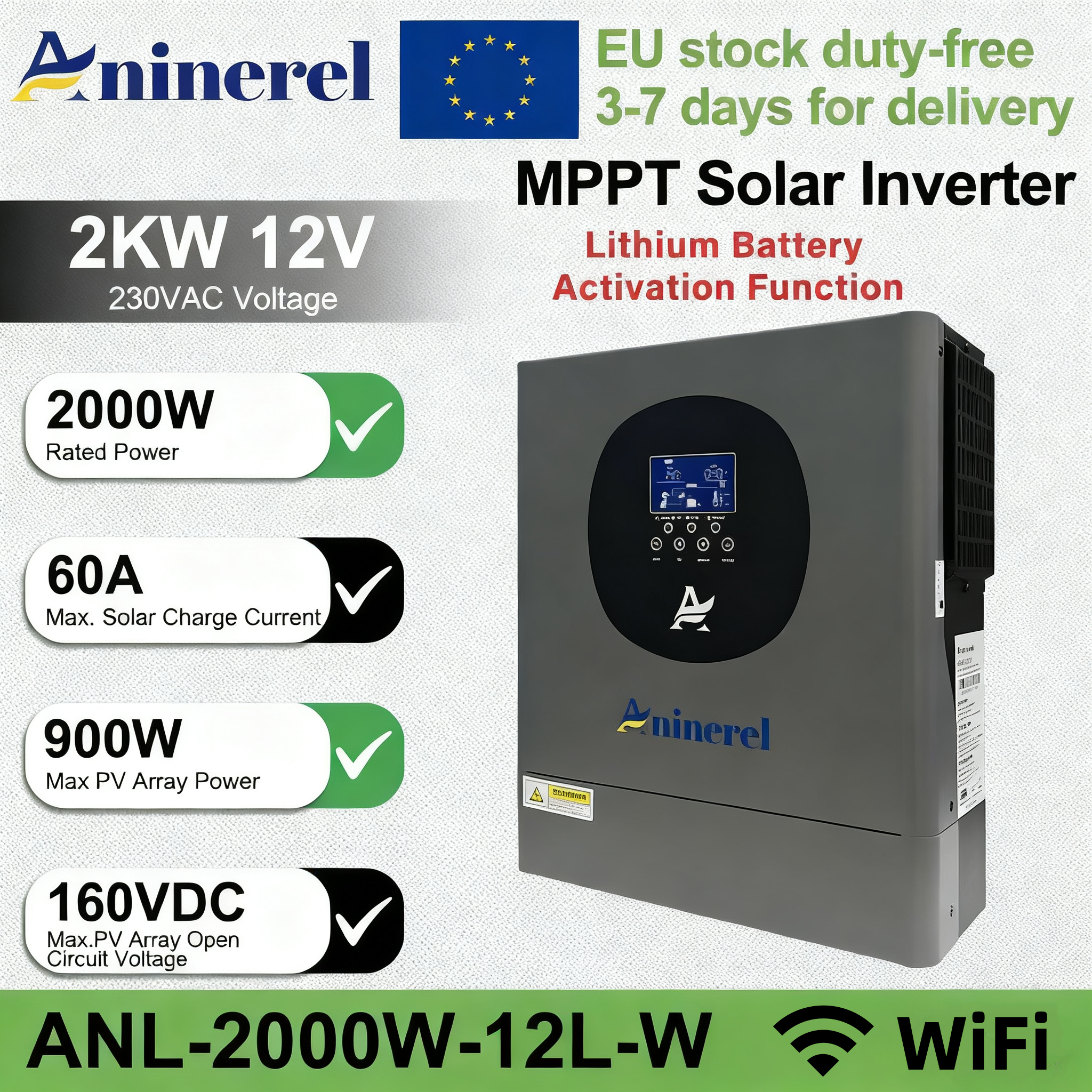 Drone Solar Charger - アニネレル 2KW 4.2KW ハイブリッドソーラーインバーター オン・オフグリッド 230Vac