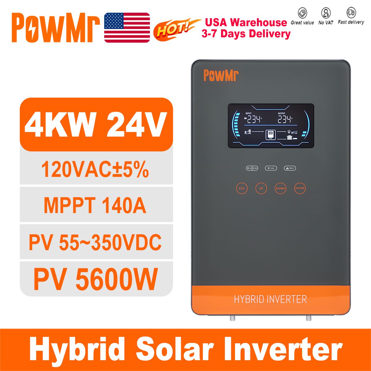 Drone Solar Charger - PowMr USA 4000W 24V ハイブリッドソーラーインバーター充電器 100/110/120V