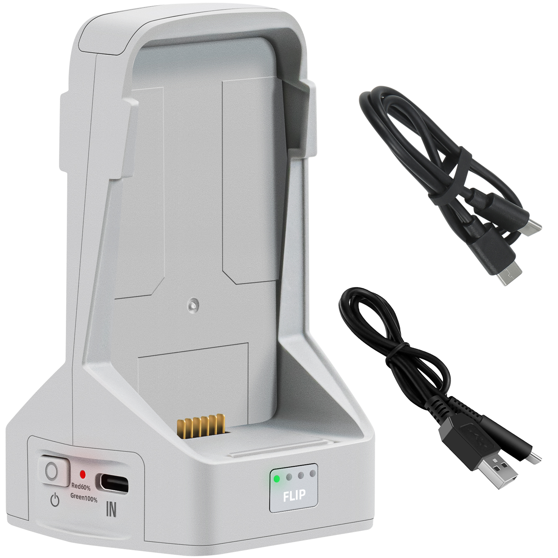 Drone Charging Hub - DJIフリップドローン用45Wデュアルバッテリー充電器、ストレージ充電機能付き、双方向充電ハブ、2つのバッテリーアクセサリーを充電可能