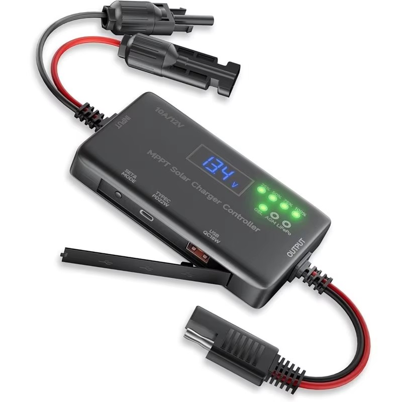 Drone Solar Charger - MPPTソーラー充電コントローラー12V 10A、AGM、Lifepo₄バッテリー用のType-CおよびUSB出力付きソーラーパネル充電コントローラー