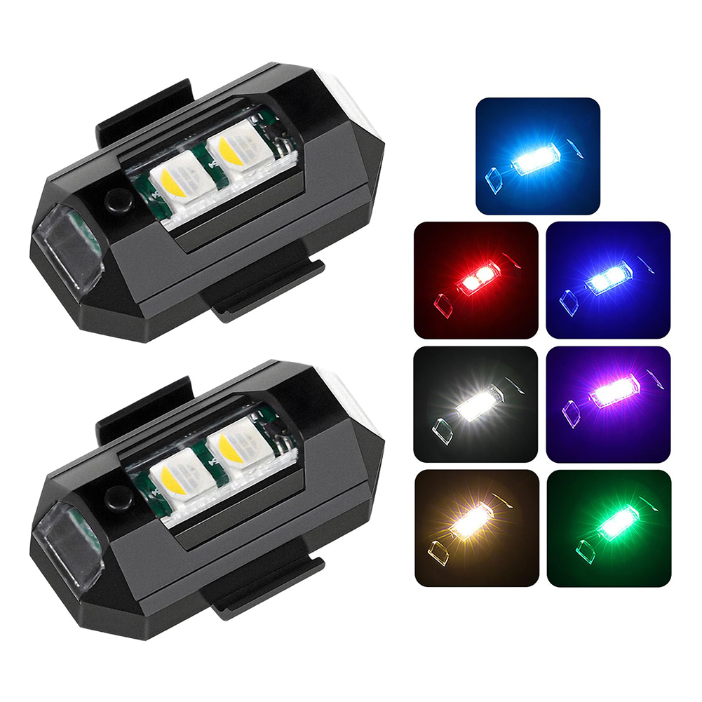 Drone Beacon Light - 2 個ミニ LED ストロボライト装飾、7 色 LED