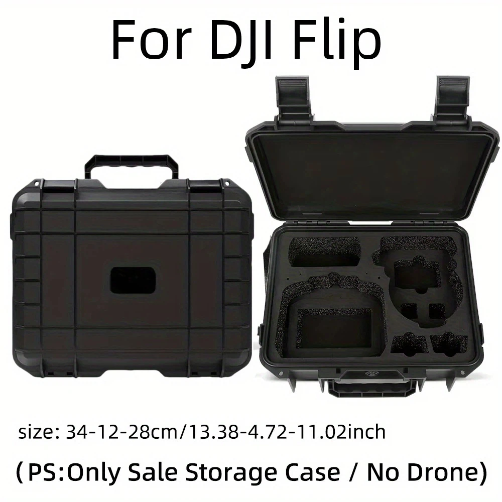 Drone Carrying Case - DJI Flip用ハードシェル収納ケース、RC N3/RC 2対応、ブラック、ドローンアクセサリー用の複数のコンパートメント付き