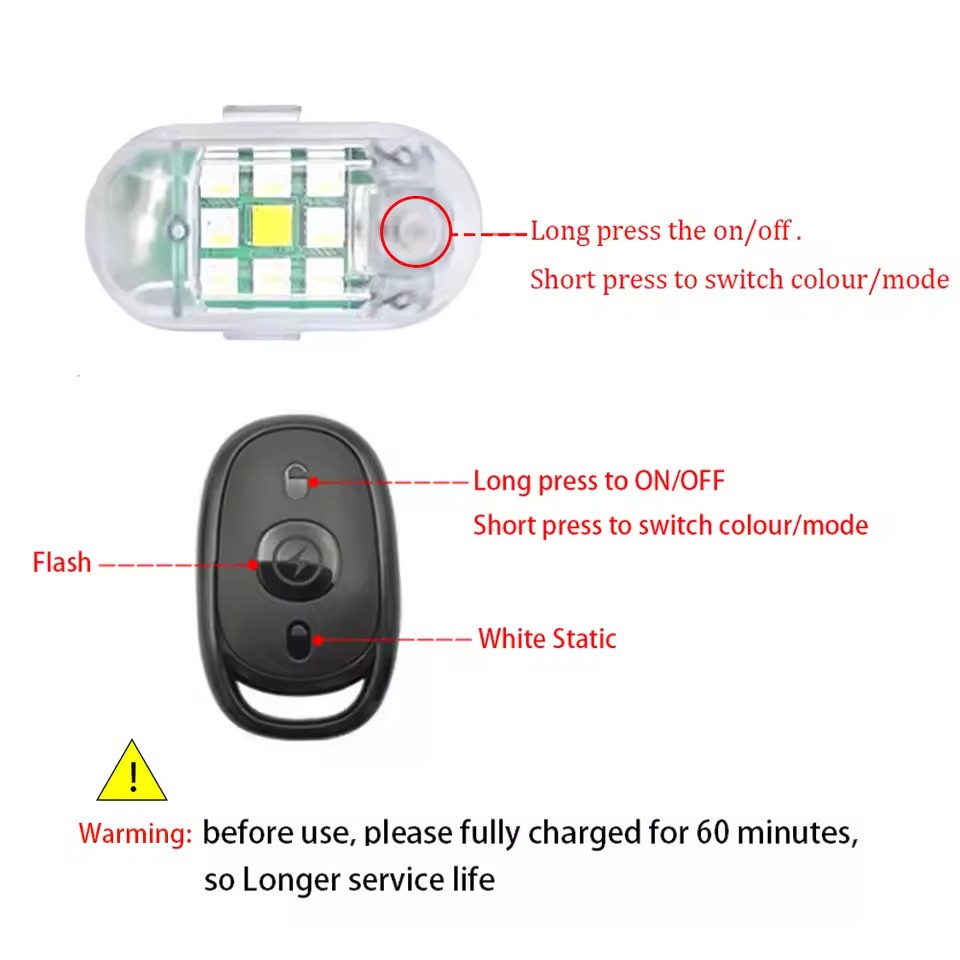 ワイヤレスリモコン LED ストロボライト車自動車オートバイ - Drone Strobe Light のレビューと価格