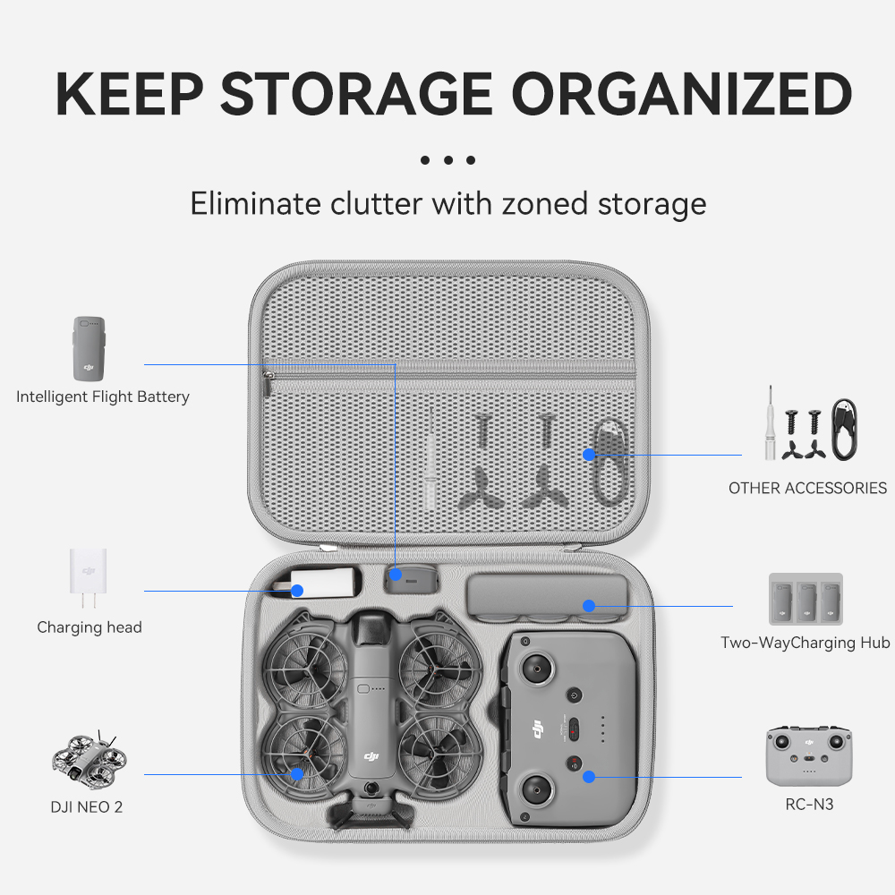 DJI NEO 2ドローンアクセサリー用XFJIトラベルオー - Drone Carrying Case のレビューと価格