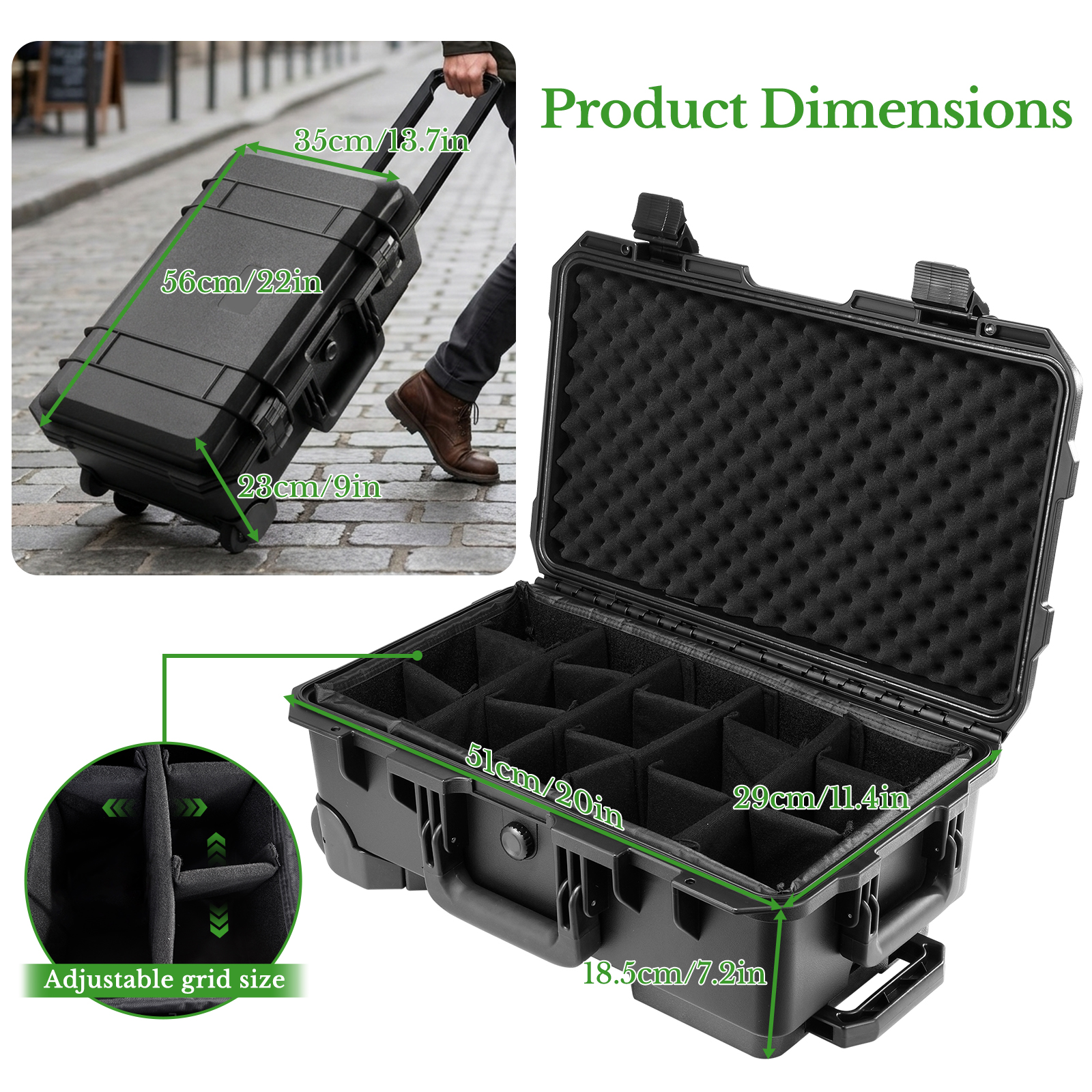 プロ仕様大型ハードローリングカメラケース、防水耐衝撃機材ツー - Drone Carrying Case のレビューと価格