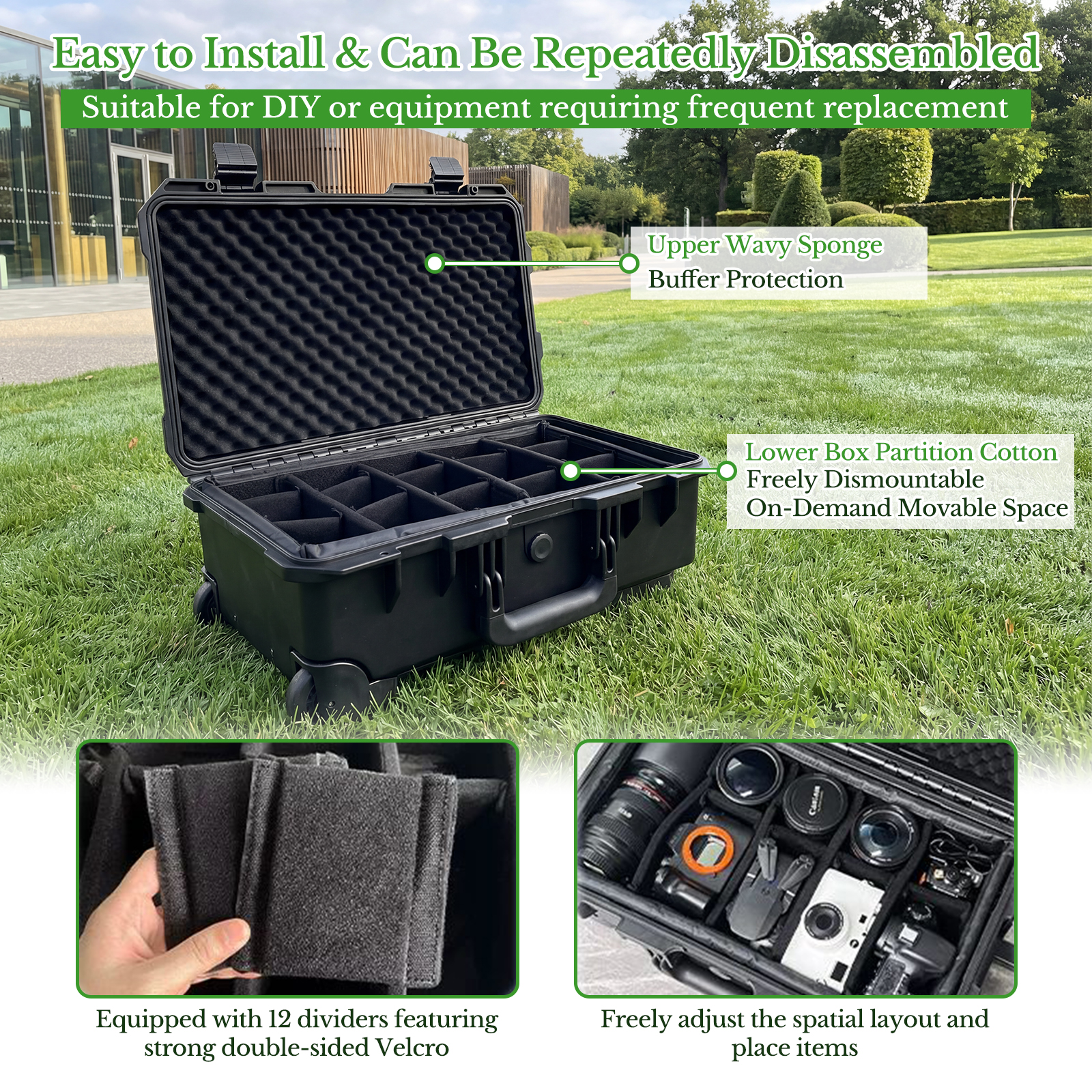 プロ仕様大型ハードローリングカメラケース、防水耐衝撃機材ツー - Drone Carrying Case のレビューと価格