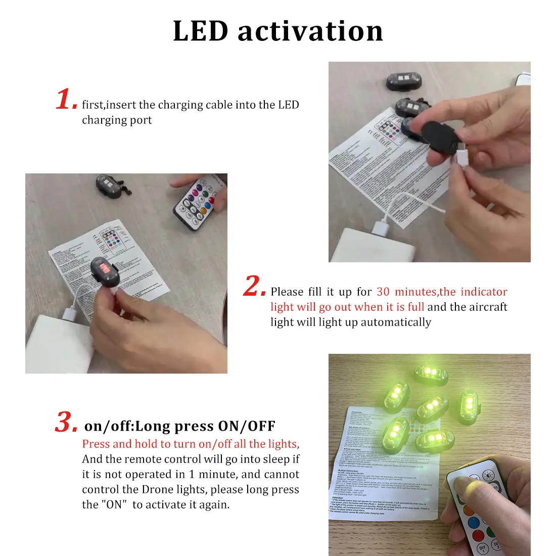 ワイヤレスリモコン付きストロボライト,LED警告灯,7色,航 - Drone Strobe Light のレビューと価格