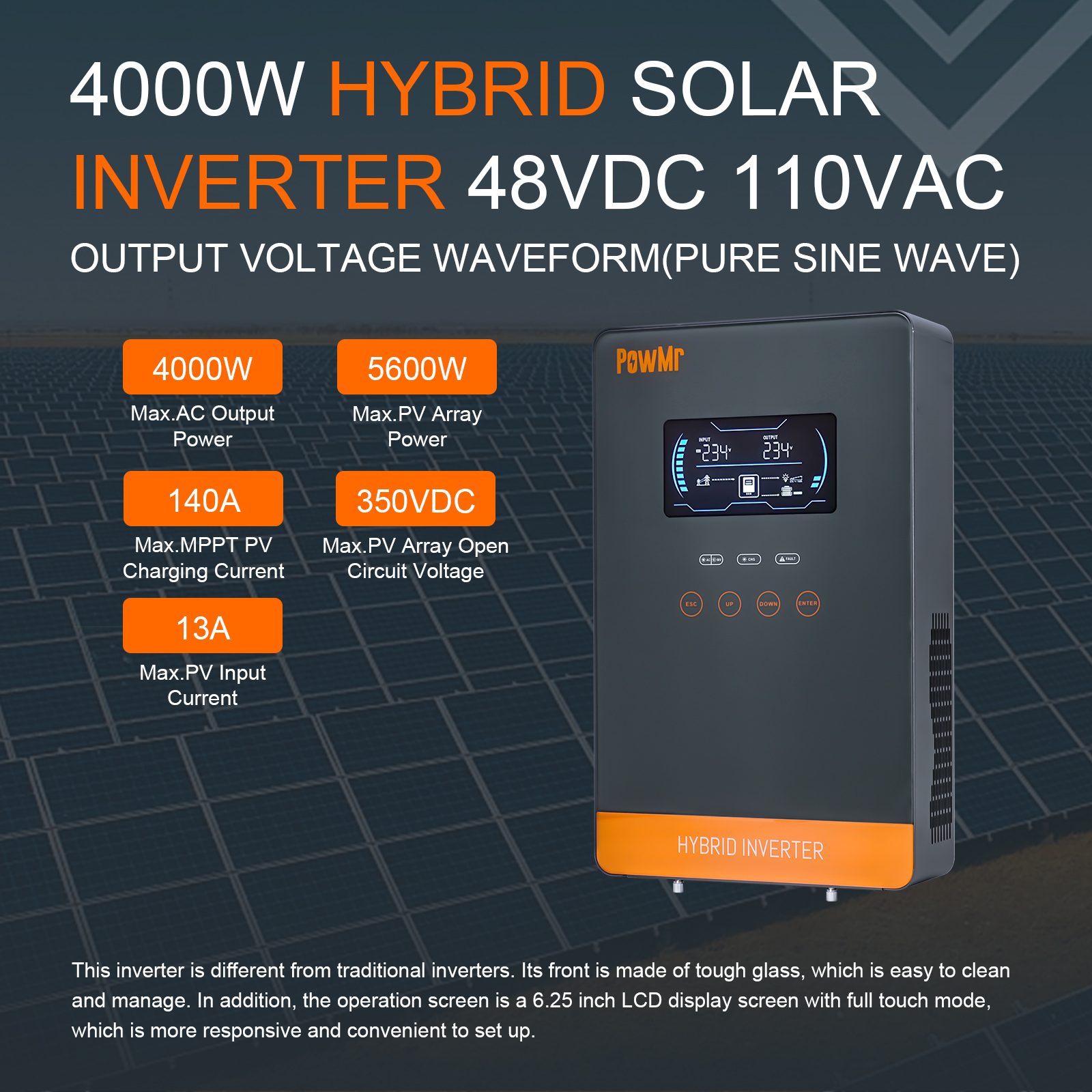 PowMr USA 4000W 24V ハイブリッドソーラー - Drone Solar Charger のレビューと価格
