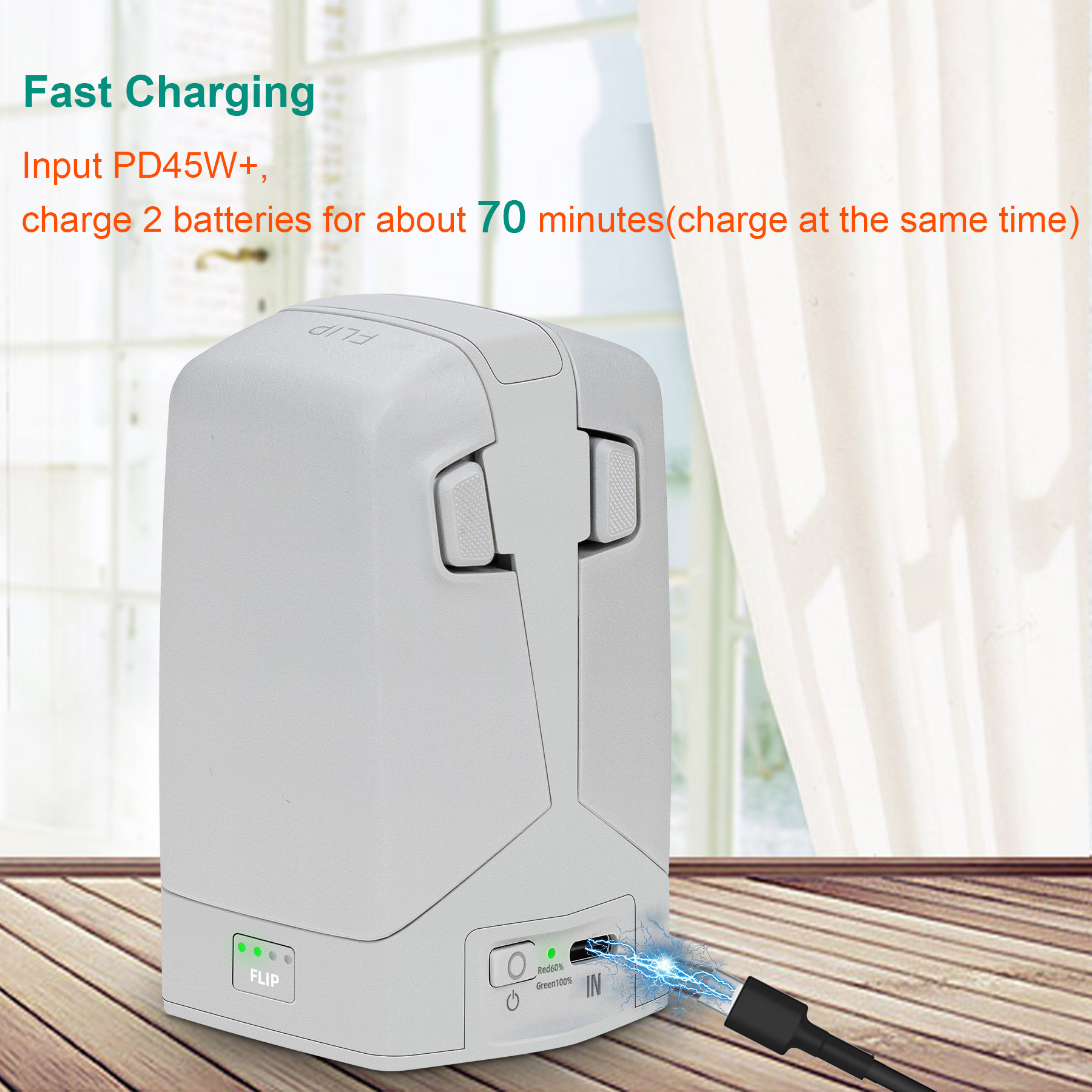 DJIフリップドローン用45Wデュアルバッテリー充電器、スト - Drone Charging Hub のレビューと価格