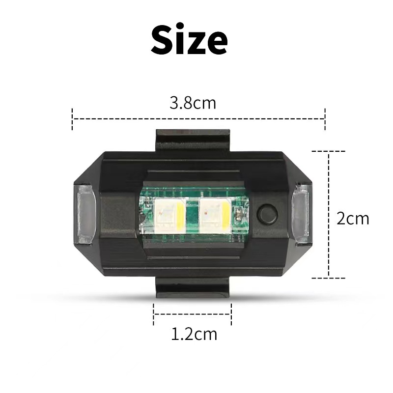 オートバイライトドローンストロボライト7色ミニUSB LED - Drone Strobe Light のレビューと価格