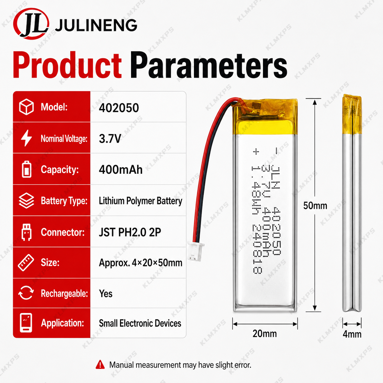 402050 3.7V 400mAh 充電式リポバッテリー  - Drone Beacon Light のレビューと価格