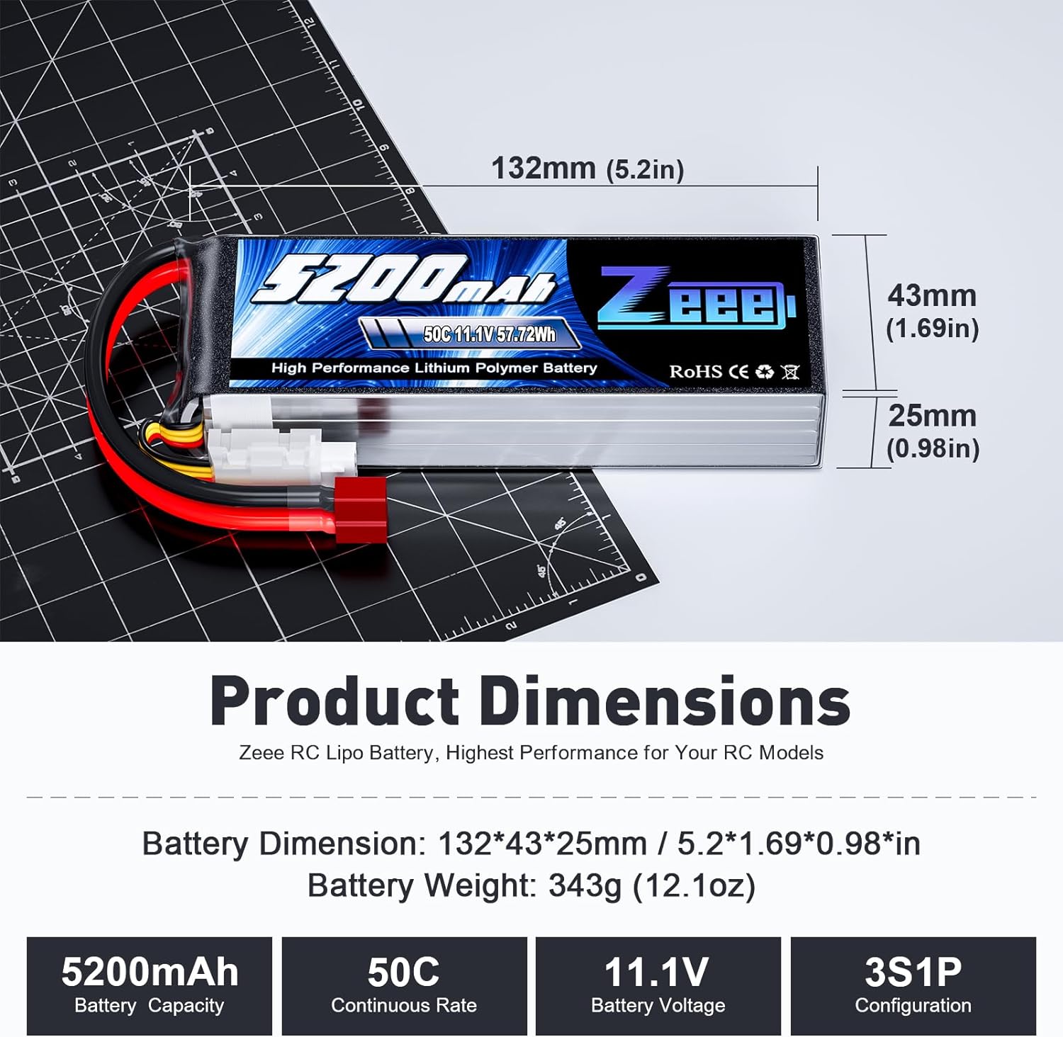 1/2 ユニット Zeee 11.1V 50C 5200mA - Drone Joystick Cover のレビューと価格