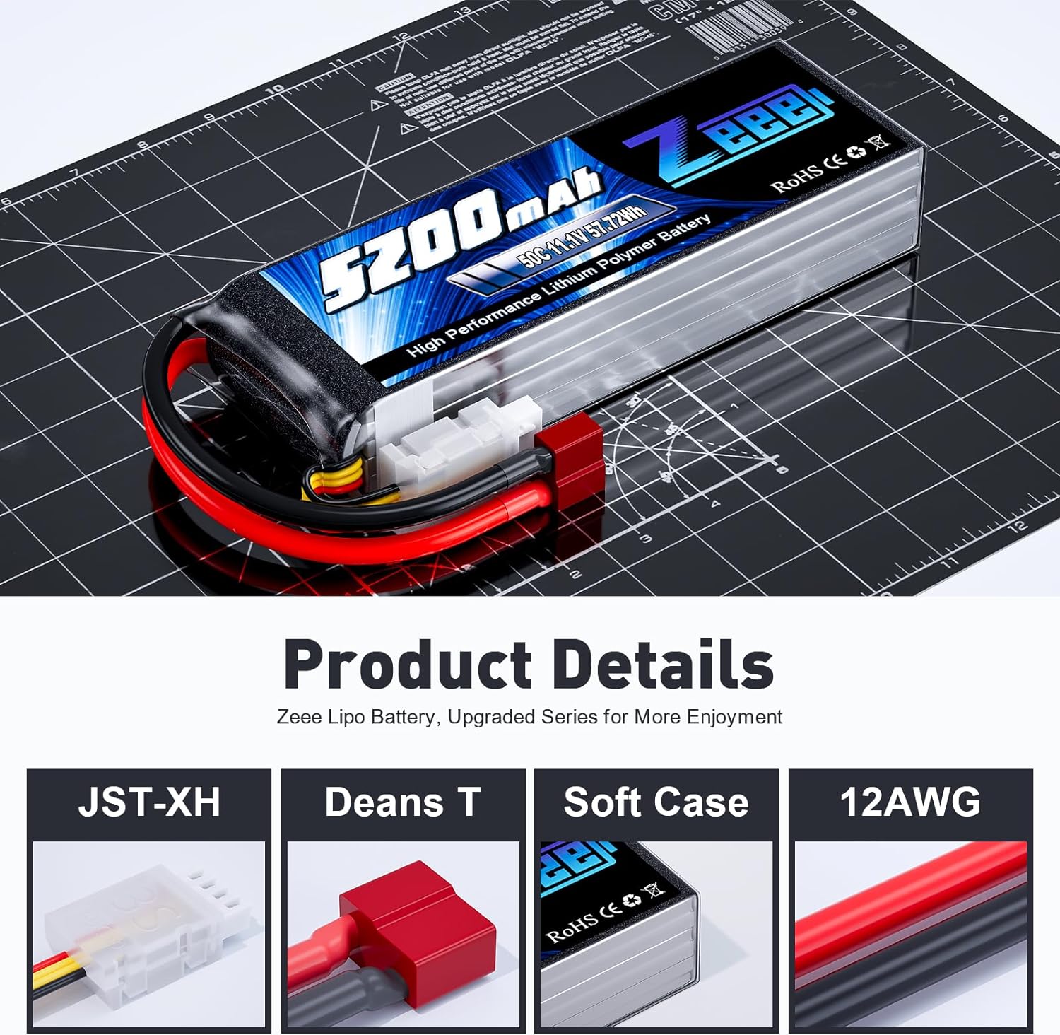 1/2 ユニット Zeee 11.1V 50C 5200mA - Drone Joystick Cover のレビューと価格
